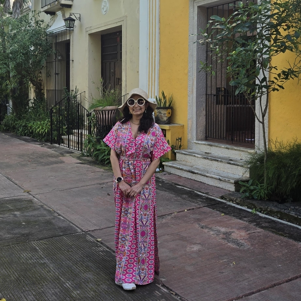 Cupshe Pink Patterned Maxi Dress with Waist Tie - Picture 2 of 2